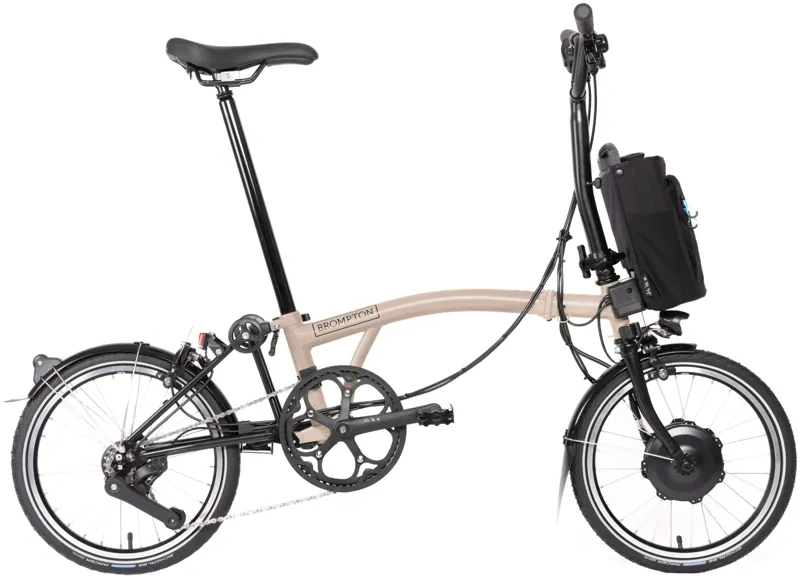 Brompton Electric C Line Explore 12 Speed Folding Bike 2025 in Dune Sand